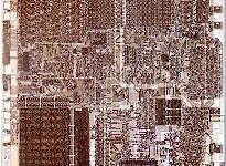 Vista microscópica del microprocesador 8088 de Intel